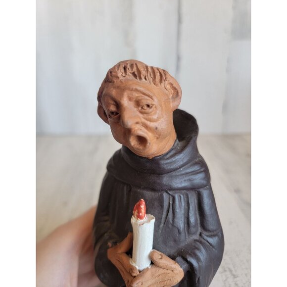 Vintage ceramic monk caroling candle religious Xmas figure - Picture 4 of 10